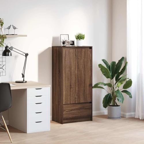 ZQQLVOO Schrank mit Schublade Braun Eichen-Optik gartenschrank gartenschrank for Schlafzimmer Wohnzimmer 55,5x34x119,5 cm von ZQQLVOO