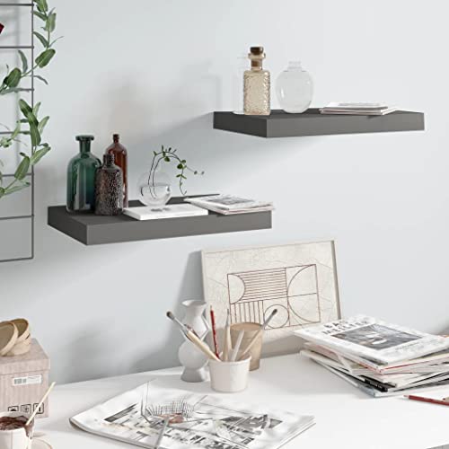 ZQQLVOO Schweberegale 2 STK. Hochglanz-Grau Schwebendes Wandregal Regal für Deko für Büro Bad 40x23x3,8 cm MDF ZQQLVOO Schweberegale 2 STK. Hochglanz-Grau Schwebendes Wandregal Regal für Deko für Büro Bad 40x23x3,8 cm MDF von ZQQLVOO
