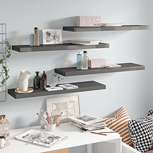 ZQQLVOO Schweberegale 4 STK. Hochglanz-Grau Regal für Deko Schwebendes Wandregal für Wohnzimmer Bad 90x23,5x3,8 cm MDF ZQQLVOO Schweberegale 4 STK. Hochglanz-Grau Regal für Deko Schwebendes Wandregal für Wohnzimmer Bad 90x23,5x3,8 cm MDF von ZQQLVOO
