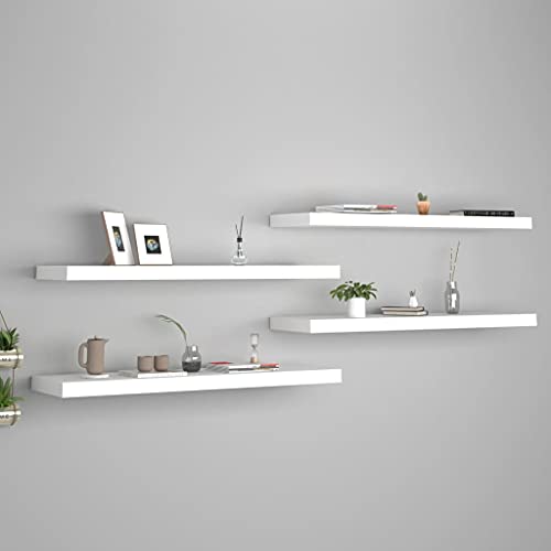 ZQQLVOO Schweberegale 4 STK. Weiß Hängeregal Aufbewahrungsregal für Küche Schlafzimmer 90x23,5x3,8 cm MDF ZQQLVOO Schweberegale 4 STK. Weiß Hängeregal Aufbewahrungsregal für Küche Schlafzimmer 90x23,5x3,8 cm MDF von ZQQLVOO