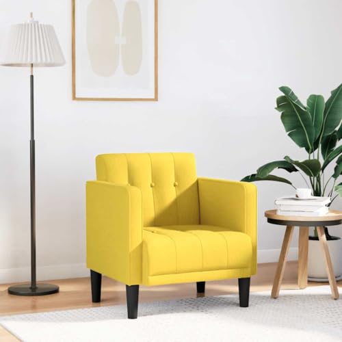 ZQQLVOO Sessel mit Armlehnen Hellgelb ohrensessel mit hocker lesesessel for Büro Schlafzimmer 53 cm Stoff von ZQQLVOO