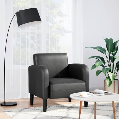 ZQQLVOO Sessel mit Armlehnen Schwarz Lounge Sessel lesesessel for Innenraum Wohnzimmer 54 cm Kunstleder von ZQQLVOO