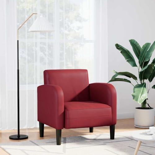 ZQQLVOO Sessel mit Armlehnen Weinrot lesesessel ohrensessel mit hocker for Büro Wohnzimmer 54 cm Kunstleder von ZQQLVOO
