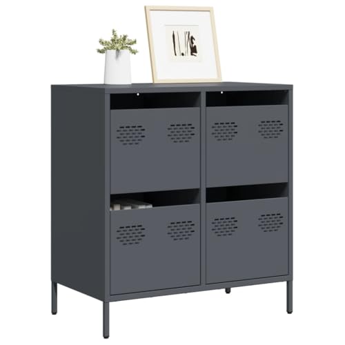 ZQQLVOO Sideboard Anthrazit Schrank gartenschrank for Schlafzimmer Innenraum 68x39x73,5 cm Kaltgewalzter Stahl von ZQQLVOO