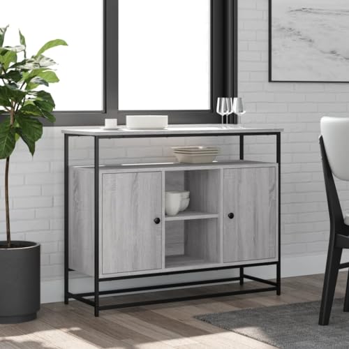 ZQQLVOO Sideboard Grau Sonoma kommoden kleiderschrank for Innenraum Wohnzimmer 100x35x80 cm Holzwerkstoff von ZQQLVOO