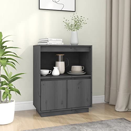 ZQQLVOO Sideboard Grau flurschrank kleiderschrank for Wohnzimmer Schlafzimmer 60x34x75 cm Massivholz Kiefer von ZQQLVOO