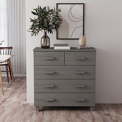 ZQQLVOO Sideboard HAMAR Hellgrau,Kommode mit Schubladen,Media-Schränke,Lagerung Schränke,Kabinett,Eingangskabinett,Stehende Schränke,für Wohnzimmer,Esszimmer,Flur,79x40x80 cm Massivholz Kiefer von ZQQLVOO