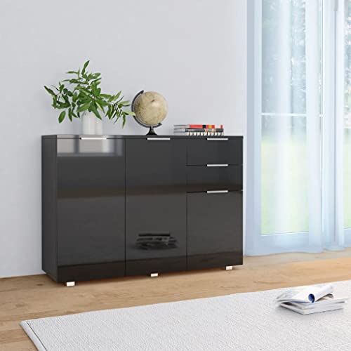 ZQQLVOO Sideboard Hochglanz-Schwarz gartenschrank Schrank for Büro Schlafzimmer 107x35x80,5 cm von ZQQLVOO