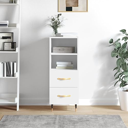 ZQQLVOO Sideboard Hochglanz-Weiß gartenschrank gartenschrank for Büro Wohnzimmer 34,5x34x90 cm Holzwerkstoff von ZQQLVOO