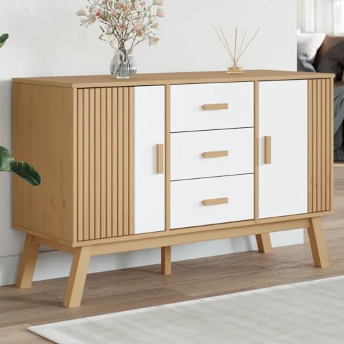 ZQQLVOO Sideboard Olden Weiß und Braun kommoden flurschrank for Schlafzimmer Büro 114x43x73,5 cm Massivholz Kiefer ZQQLVOO Sideboard Olden Weiß und Braun kommoden flurschrank for Schlafzimmer Büro 114x43x73,5 cm Massivholz Kiefer von ZQQLVOO