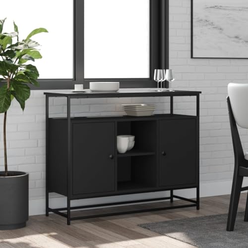 ZQQLVOO Sideboard Schwarz Schrank flurschrank for Büro Wohnzimmer 100x35x80 cm Holzwerkstoff ZQQLVOO Sideboard Schwarz Schrank flurschrank for Büro Wohnzimmer 100x35x80 cm Holzwerkstoff von ZQQLVOO