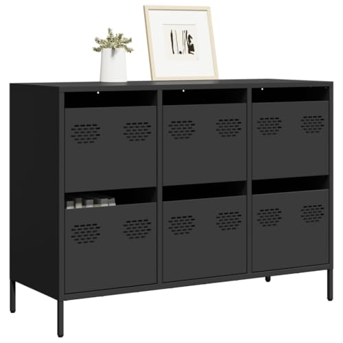 ZQQLVOO Sideboard Schwarz gartenschrank flurschrank for Büro Wohnzimmer 101,5x39x73,5 cm Kaltgewalzter Stahl von ZQQLVOO