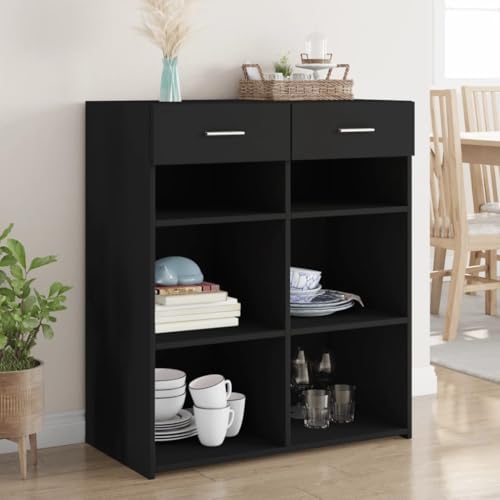 ZQQLVOO Sideboard Schwarz gartenschrank kleiderschrank for Schlafzimmer Wohnzimmer 80x42,5x93 cm Holzwerkstoff von ZQQLVOO