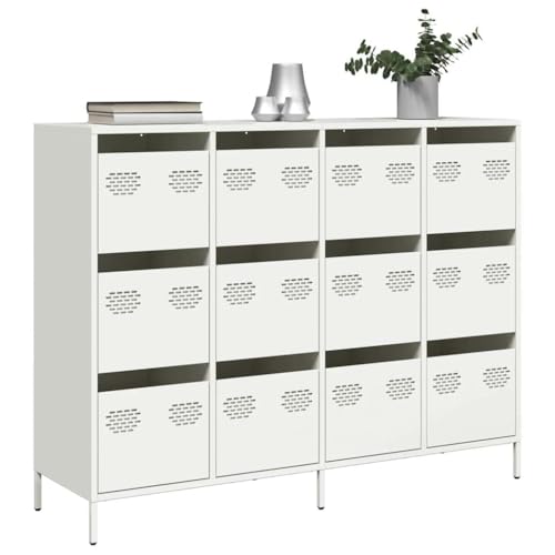 ZQQLVOO Sideboard Weiß flurschrank gartenschrank for Büro Wohnzimmer 135x39x103,5 cm Kaltgewalzter Stahl von ZQQLVOO