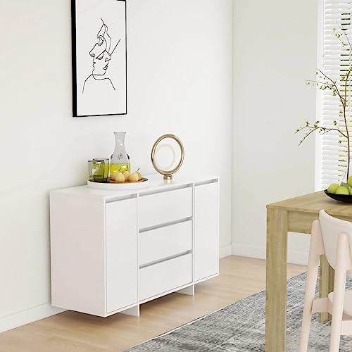ZQQLVOO Sideboard mit 3 Schubladen Weiß gartenschrank gartenschrank for Schlafzimmer Büro 120x41x75 cm Holzwerkstoff von ZQQLVOO