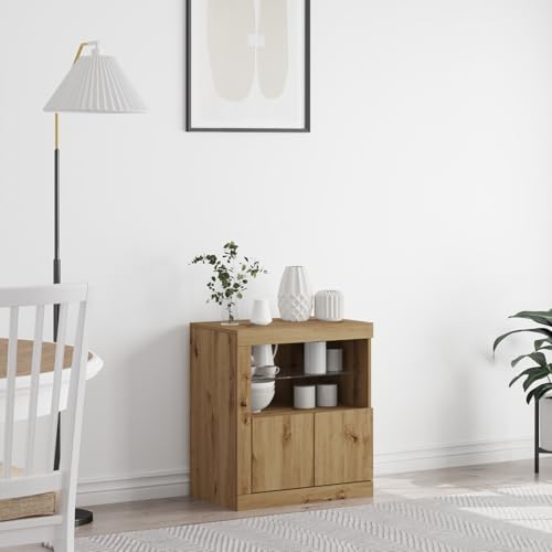 ZQQLVOO Sideboard mit LED-Leuchten Artisan Eiche Schrank gartenschrank for Büro Schlafzimmer 60,5x37x67 cm ZQQLVOO Sideboard mit LED-Leuchten Artisan Eiche Schrank gartenschrank for Büro Schlafzimmer 60,5x37x67 cm von ZQQLVOO