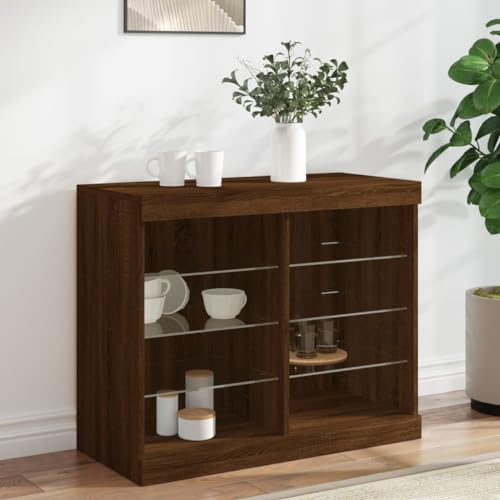 ZQQLVOO Sideboard mit LED-Leuchten Braun Eichen-Optik kommoden flurschrank for Wohnzimmer Büro 81x37x67 cm ZQQLVOO Sideboard mit LED-Leuchten Braun Eichen-Optik kommoden flurschrank for Wohnzimmer Büro 81x37x67 cm von ZQQLVOO