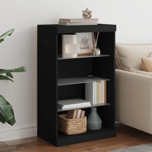 ZQQLVOO Sideboard mit LED-Leuchten Schwarz Schrank flurschrank for Wohnzimmer Büro 60,5x37x100 cm ZQQLVOO Sideboard mit LED-Leuchten Schwarz Schrank flurschrank for Wohnzimmer Büro 60,5x37x100 cm von ZQQLVOO