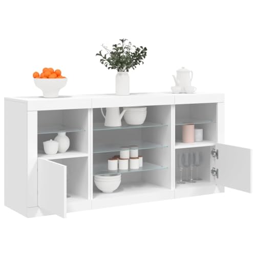ZQQLVOO Sideboard mit LED-Leuchten Weiß gartenschrank sideboards for Wohnzimmer Innenraum 142,5x37x67 cm von ZQQLVOO