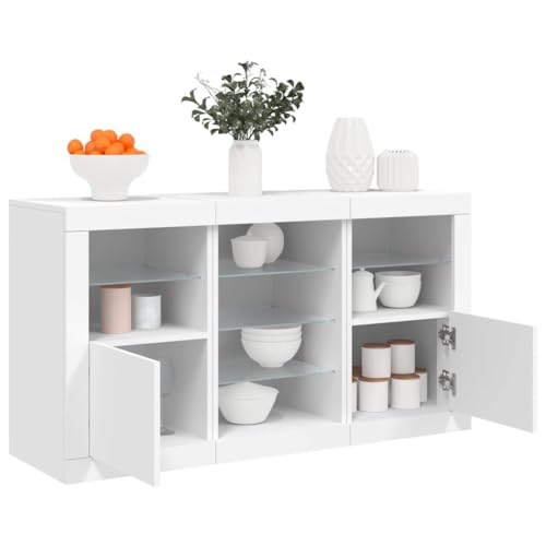 ZQQLVOO Sideboard mit LED-Leuchten Weiß kommoden sideboards for Innenraum Wohnzimmer 123x37x67 cm ZQQLVOO Sideboard mit LED-Leuchten Weiß kommoden sideboards for Innenraum Wohnzimmer 123x37x67 cm von ZQQLVOO