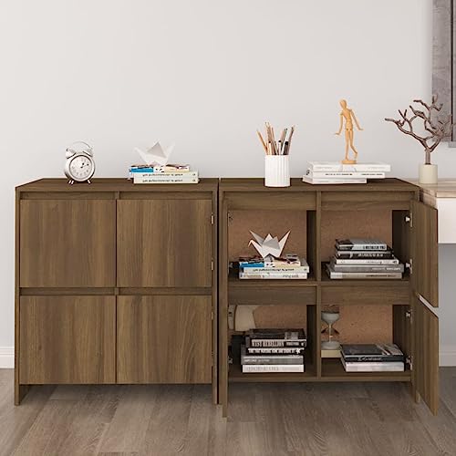 ZQQLVOO Sideboards 2 STK. Eiche Braun gartenschrank gartenschrank for Innenraum Wohnzimmer 70x41x75 cm Holzwerkstoff von ZQQLVOO