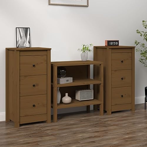 ZQQLVOO Sideboards 2 STK. Honigbraun gartenschrank Schrank for Büro Schlafzimmer 40x35x80 cm Massivholz Kiefer von ZQQLVOO