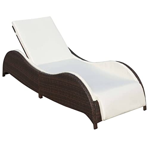 ZQQLVOO Sonnenliege mit Polsterauflage Poly Rattan Braun Liege Garten Freizeitliege Outdoor Gartenliege Poolliege Geeignet für Garten, Terrasse, Hinterhof, Poolside von ZQQLVOO