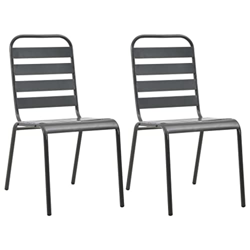 ZQQLVOO Stapelbare Gartenstühle 2 STK. Stahl Grau Sitzmöglichkeiten im Freien Sitzmöbel für den Garten for Patio Lawn ZQQLVOO Stapelbare Gartenstühle 2 STK. Stahl Grau Sitzmöglichkeiten im Freien Sitzmöbel für den Garten for Patio Lawn von ZQQLVOO