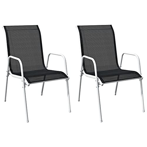 ZQQLVOO Stapelbare Gartenstühle 2 STK. Stahl und Textilene Schwarz Gartenbestuhlung Sitzmöglichkeiten im Freien for Patio Balcony ZQQLVOO Stapelbare Gartenstühle 2 STK. Stahl und Textilene Schwarz Gartenbestuhlung Sitzmöglichkeiten im Freien for Patio Balcony von ZQQLVOO