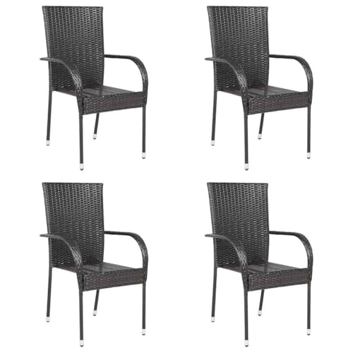 ZQQLVOO Stapelbare Gartenstühle 4 STK. Poly Rattan Braun Terrassenmöbel Balkonstühle for Patio Garden ZQQLVOO Stapelbare Gartenstühle 4 STK. Poly Rattan Braun Terrassenmöbel Balkonstühle for Patio Garden von ZQQLVOO