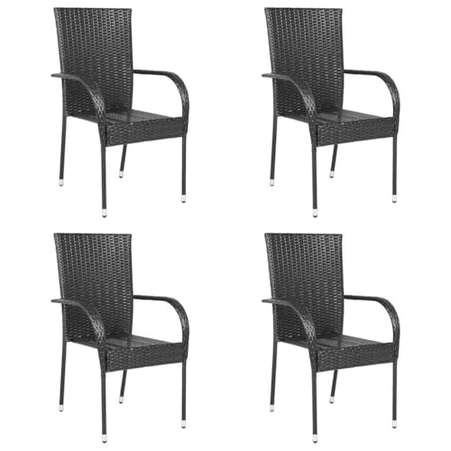ZQQLVOO Stapelbare Gartenstühle 4 STK. Poly Rattan Schwarz Balkonstühle Sitzmöglichkeiten im Freien for Outdoor Balcony ZQQLVOO Stapelbare Gartenstühle 4 STK. Poly Rattan Schwarz Balkonstühle Sitzmöglichkeiten im Freien for Outdoor Balcony von ZQQLVOO