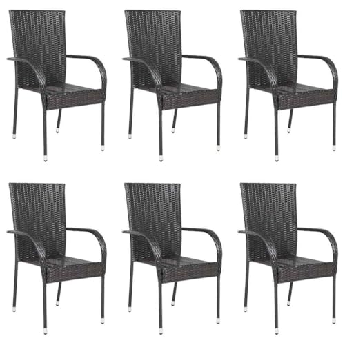 ZQQLVOO Stapelbare Gartenstühle 6 STK. Poly Rattan Braun Terrassenmöbel Balkonstühle for Garden Balcony ZQQLVOO Stapelbare Gartenstühle 6 STK. Poly Rattan Braun Terrassenmöbel Balkonstühle for Garden Balcony von ZQQLVOO