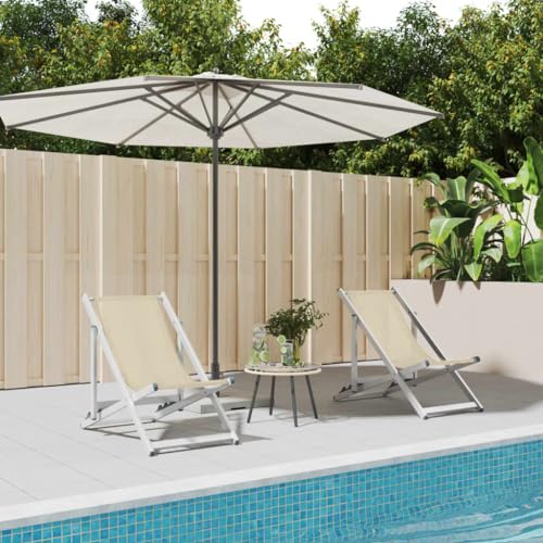 ZQQLVOO Strandstühle 2 STK. Klappbar Creme Aluminium und Textilene Gartenmöbelstühle Gartenbestuhlung for Balcony Outdoor ZQQLVOO Strandstühle 2 STK. Klappbar Creme Aluminium und Textilene Gartenmöbelstühle Gartenbestuhlung for Balcony Outdoor von ZQQLVOO