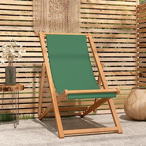 ZQQLVOO Strandstuhl Klappbar Massivholz Teak Grün Sitzmöbel für den Garten Gartenmöbel for Balcony Lawn von ZQQLVOO