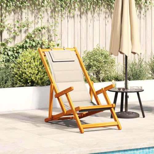 ZQQLVOO Strandstuhl mit Armlehnen Klappbar Creme Akazienholz Textilene Sitzmöglichkeiten im Freien Outdoor-Stühle for Balcony Lawn ZQQLVOO Strandstuhl mit Armlehnen Klappbar Creme Akazienholz Textilene Sitzmöglichkeiten im Freien Outdoor-Stühle for Balcony Lawn von ZQQLVOO