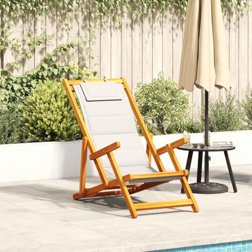 ZQQLVOO Strandstuhl mit Armlehnen Klappbar Hellgrau Akazie Textilene Sitzgelegenheiten für den Garten Gartenmöbel for Balcony Garden ZQQLVOO Strandstuhl mit Armlehnen Klappbar Hellgrau Akazie Textilene Sitzgelegenheiten für den Garten Gartenmöbel for Balcony Garden von ZQQLVOO
