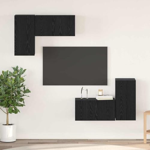 ZQQLVOO TV-Cabinet-Set mit Regal mit Speicher mit Tür 4 pcs Schwarz Eiche Fernseher Tisch tv ständer tv Bank hängeschrank 60 x 30 x 30 cm ZQQLVOO TV-Cabinet-Set mit Regal mit Speicher mit Tür 4 pcs Schwarz Eiche Fernseher Tisch tv ständer tv Bank hängeschrank 60 x 30 x 30 cm von ZQQLVOO