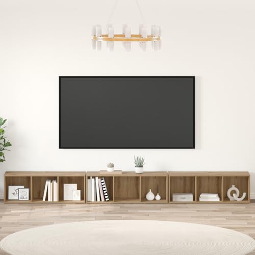 ZQQLVOO TV-Schränk 3 pcs Eiche handwerklich Fernsehschrank Konsolentisch mit Schubladen Fernseher Tisch tv unterschrank 37 x 35 x 107.5 cm von ZQQLVOO