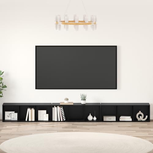 ZQQLVOO TV-Schränk 3 pcs Schwarze Eiche Würfelregal Modularer Stauraum Rustikales Design Wohnzimmerregal 37 x 35 x 107.5 cm Ingenieuholz von ZQQLVOO