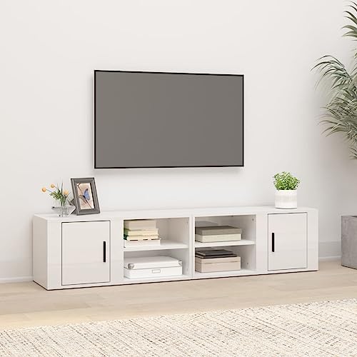 ZQQLVOO TV-Schränke 2 STK. Hochglanz-Weiß Couchtisch Sideboard Wohnzimmer tv Cabinet kommode 80x31,5x36 cm Holzwerkstoff von ZQQLVOO
