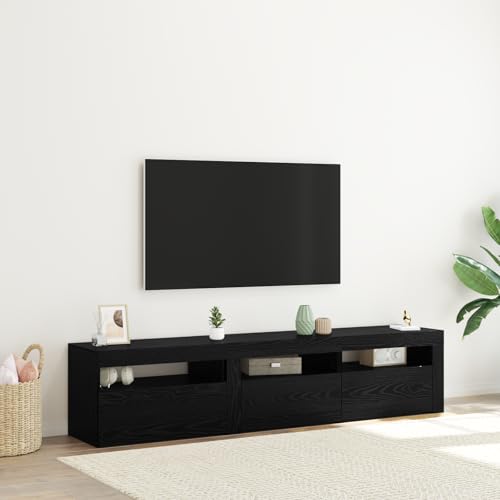 ZQQLVOO TV-Schränke 2 STK. mit LED-Leuchten Schwarz Eiche Holzwerkstoff hängeschrank Sideboard Wohnzimmer Fernseher Schrank wohnzimmerschrank von ZQQLVOO