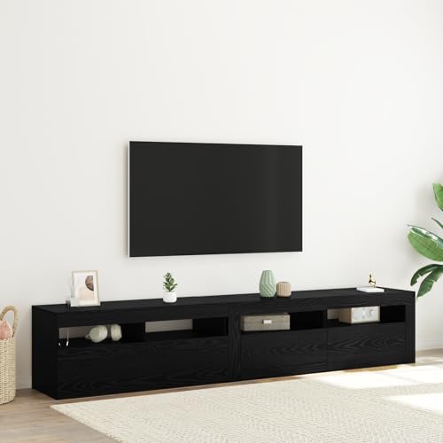 ZQQLVOO TV-Schränke 2 STK. mit LED-Leuchten Schwarz Eiche Holzwerkstoff lowboard Fernseher Schrank Sideboard Wohnzimmer hängeschrank von ZQQLVOO