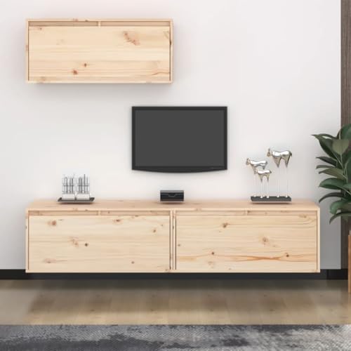 ZQQLVOO TV-Schränke 3 STK. Massivholz Kiefer tv Board Sideboard Wohnzimmer Fernsehschrank tv möbel von ZQQLVOO