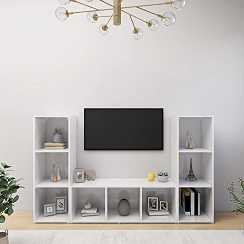 ZQQLVOO TV-Schränke 3 STK. Weiß wohnzimmerschrank tv Board hängeschrank Sideboard Wohnzimmer 107x35x37 cm Holzwerkstoff von ZQQLVOO