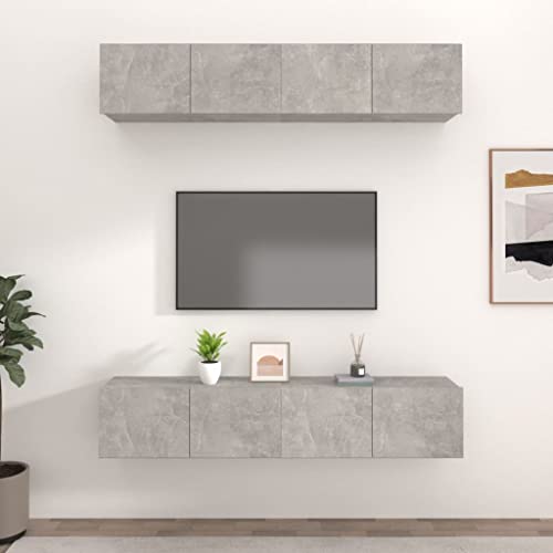 ZQQLVOO TV-Schränke 4 STK. Betongrau Wandmontierbarer TV-Schrank mit Stauraum und Türen aus Holzwerkstoff 80x30x30 cm Holzwerkstoff ZQQLVOO TV-Schränke 4 STK. Betongrau Wandmontierbarer TV-Schrank mit Stauraum und Türen aus Holzwerkstoff 80x30x30 cm Holzwerkstoff von ZQQLVOO