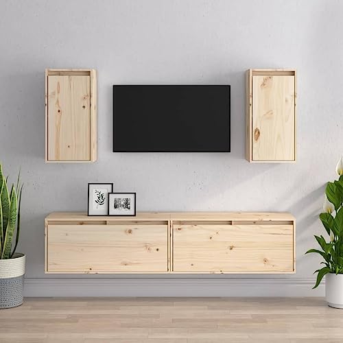 ZQQLVOO TV-Schränke 4 STK. Massivholz Kiefer Fernseher Schrank hängeschrank tv unterschrank Konsolentisch mit Schubladen von ZQQLVOO