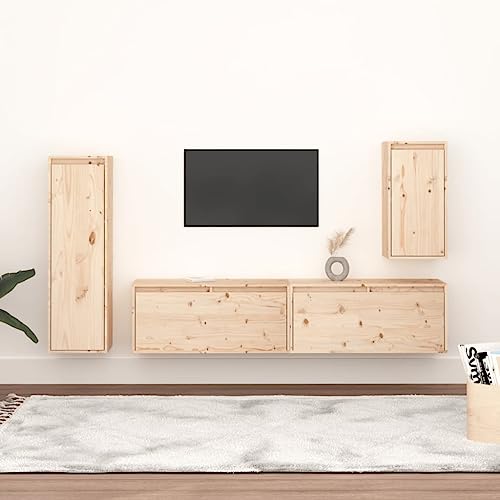 ZQQLVOO TV-Schränke 4 STK. Massivholz Kiefer Sideboard Wohnzimmer Sideboard hängend Fernsehschrank tv Board von ZQQLVOO