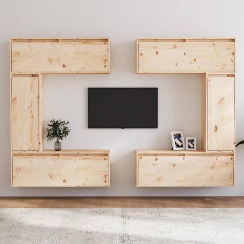 ZQQLVOO TV-Schränke 6 STK. Massivholz Kiefer tv unterschrank tv Board HiFi Rack Sideboard Wohnzimmer von ZQQLVOO