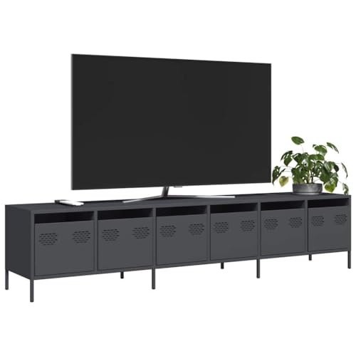 ZQQLVOO TV-Schrank Anthrazit tv Board tv unterschrank Couchtisch Fernseher kommode 202x39x43,5 cm Kaltgewalzter Stahl von ZQQLVOO