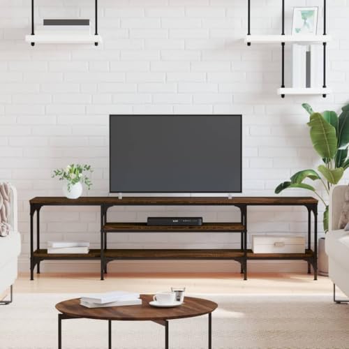 ZQQLVOO TV-Schrank Braun Eichen-Optik tv Cabinet Sideboard Wohnzimmer tv Regal kommode 161x35x45cm Holzwerkstoff & Eisen von ZQQLVOO